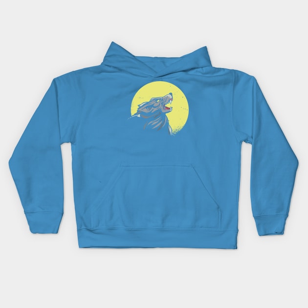 wolf moon Kids Hoodie by IconRose